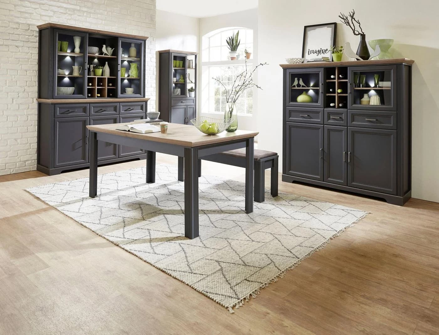 Innostyle Vitrine Jasmin Grau Eiche Modern - Bild 5