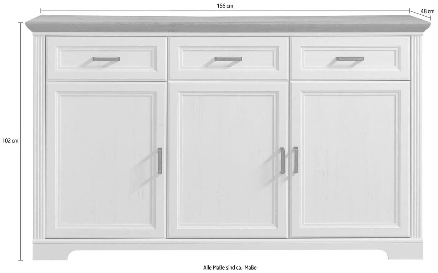 INNOSTYLE Sideboard Jasmin Weiß Pinie Eiche Landhaus - Bild 3