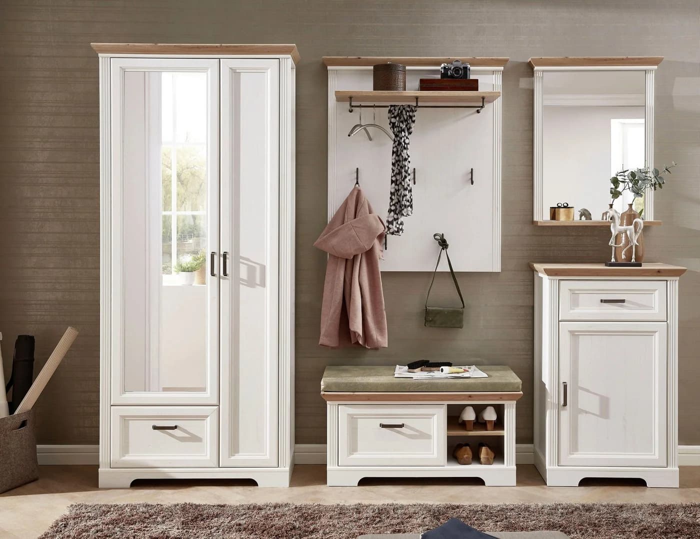 Innostyle Garderobenpaneel Jasmin Braun Holzwerkstoff mit Haken und Stange - Bild 5