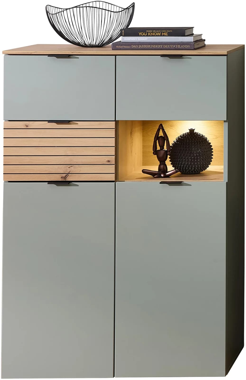Innostyle INA Highboard Schilfgrün Artisan Eiche 84x125x45 cm - Bild 2
