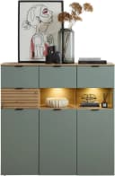 Innostyle INA Highboard Schilfgrün Artisan Eiche 3-Türig 4-Schubladen Bild 2