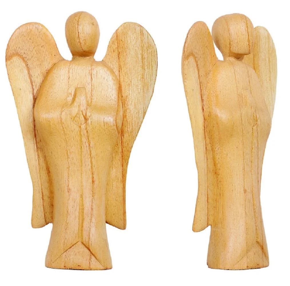 WORU Engel Figur aus Hibiskus Holz handgeschnitzt Bali Deko