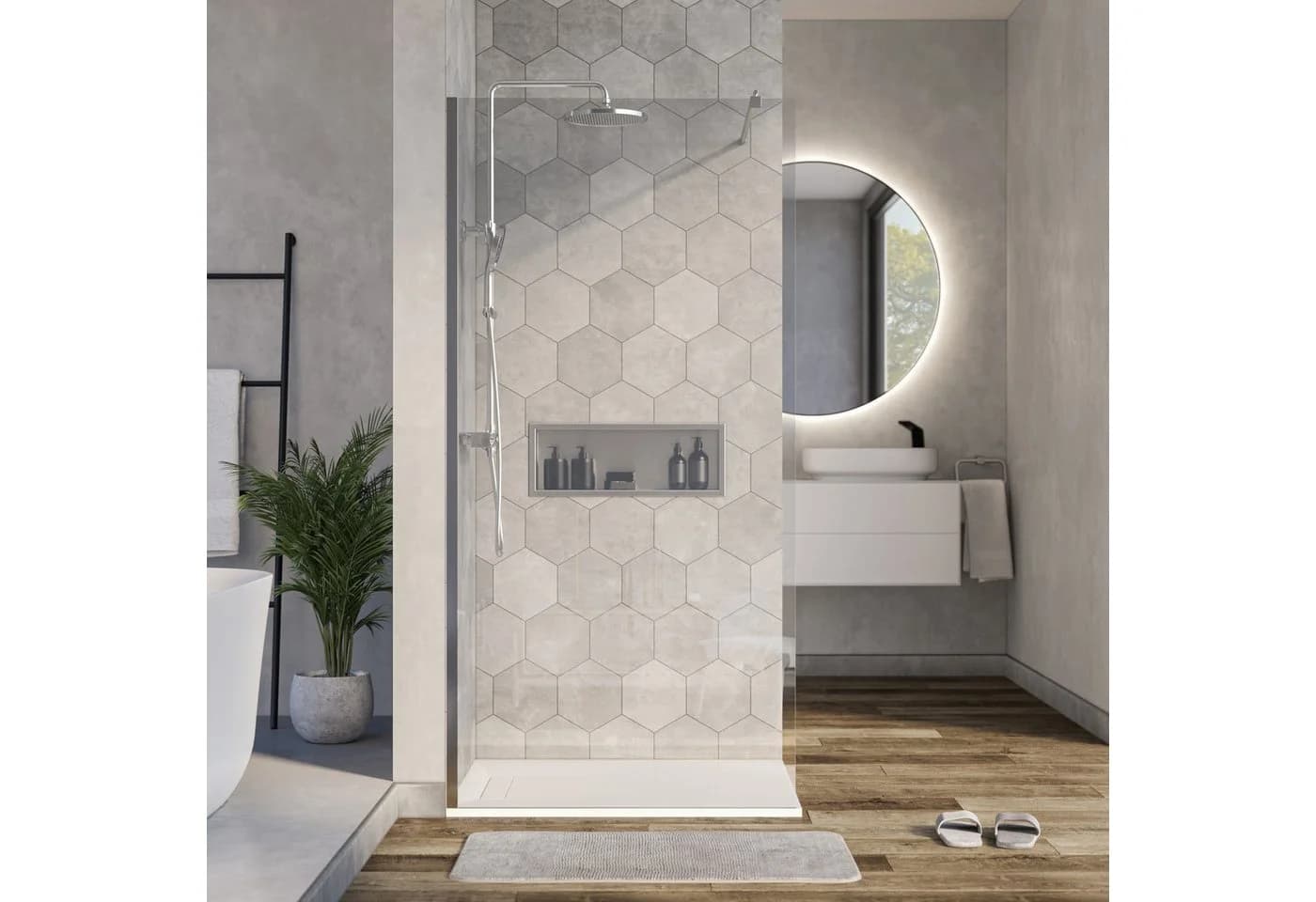 Bernstein Walk-in-Dusche EX101 Klarglas ESG 10mm Nano Chrom