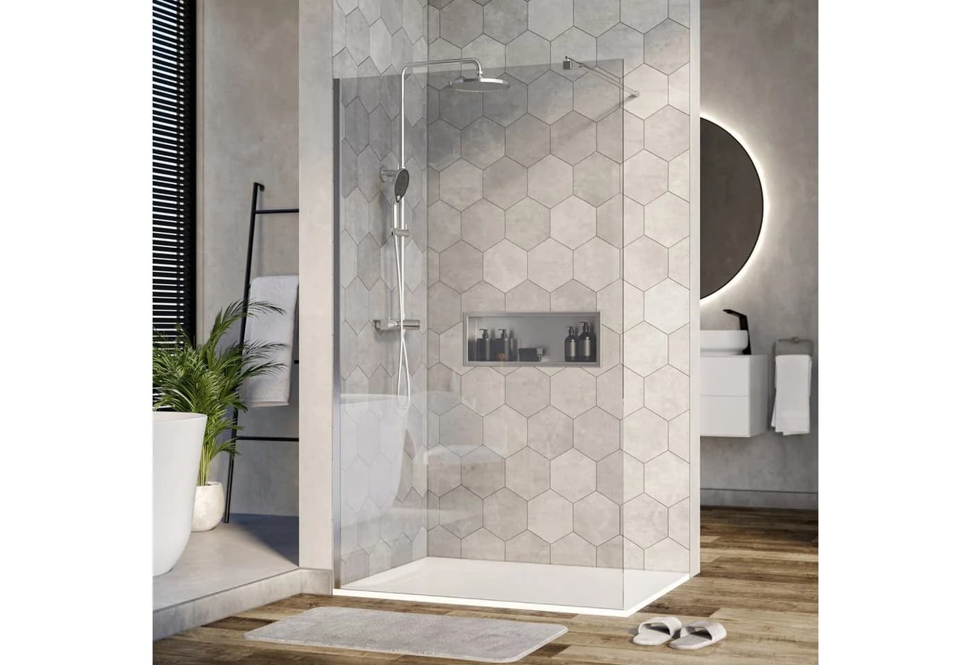 Bernstein Walk-In-Dusche EX101 Klarglas 110x200 cm ESG Nano - Bild 2