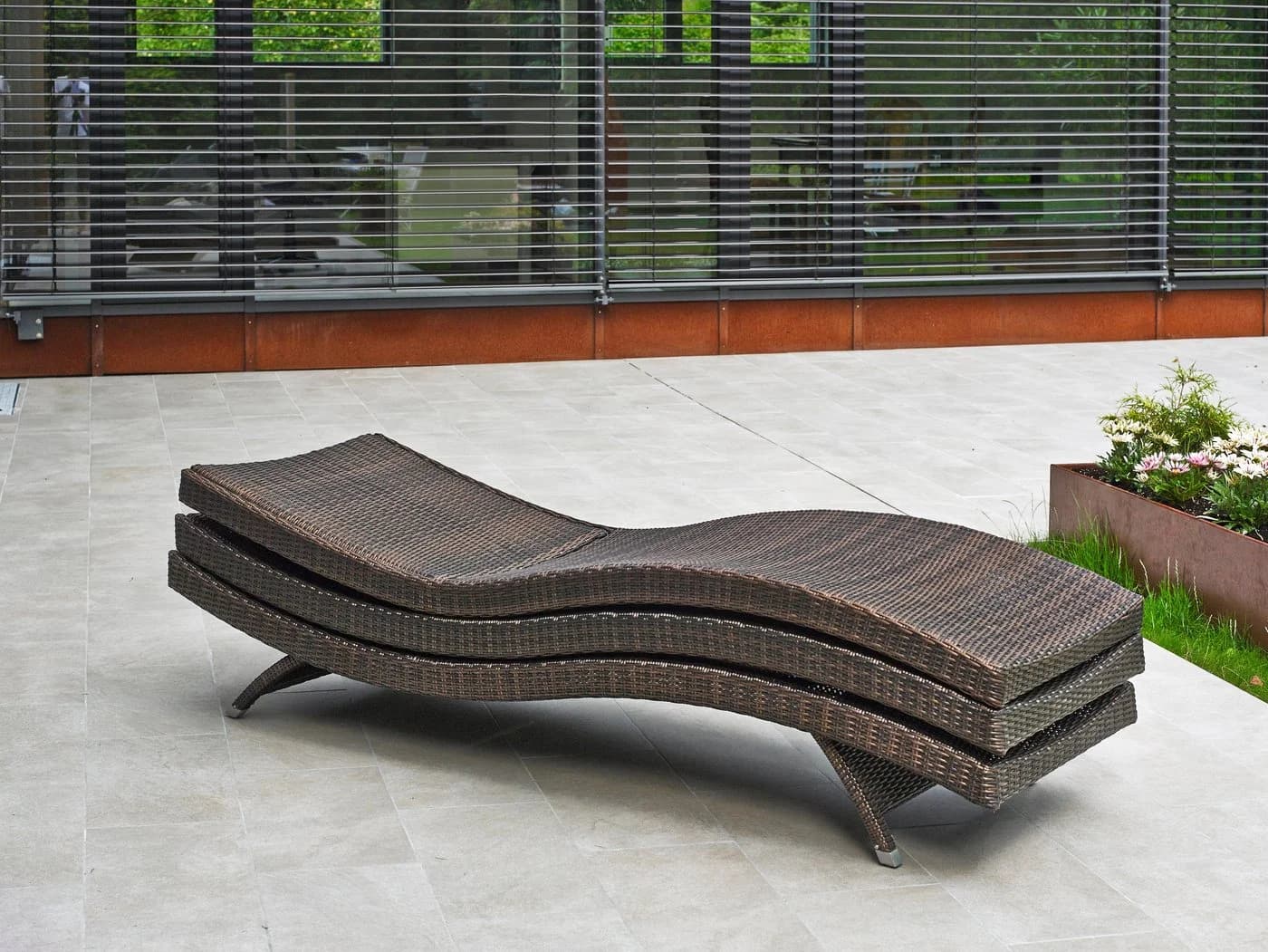 Destiny Gartenliege WAVE Aluminium Polyrattan Braun - Bild 4