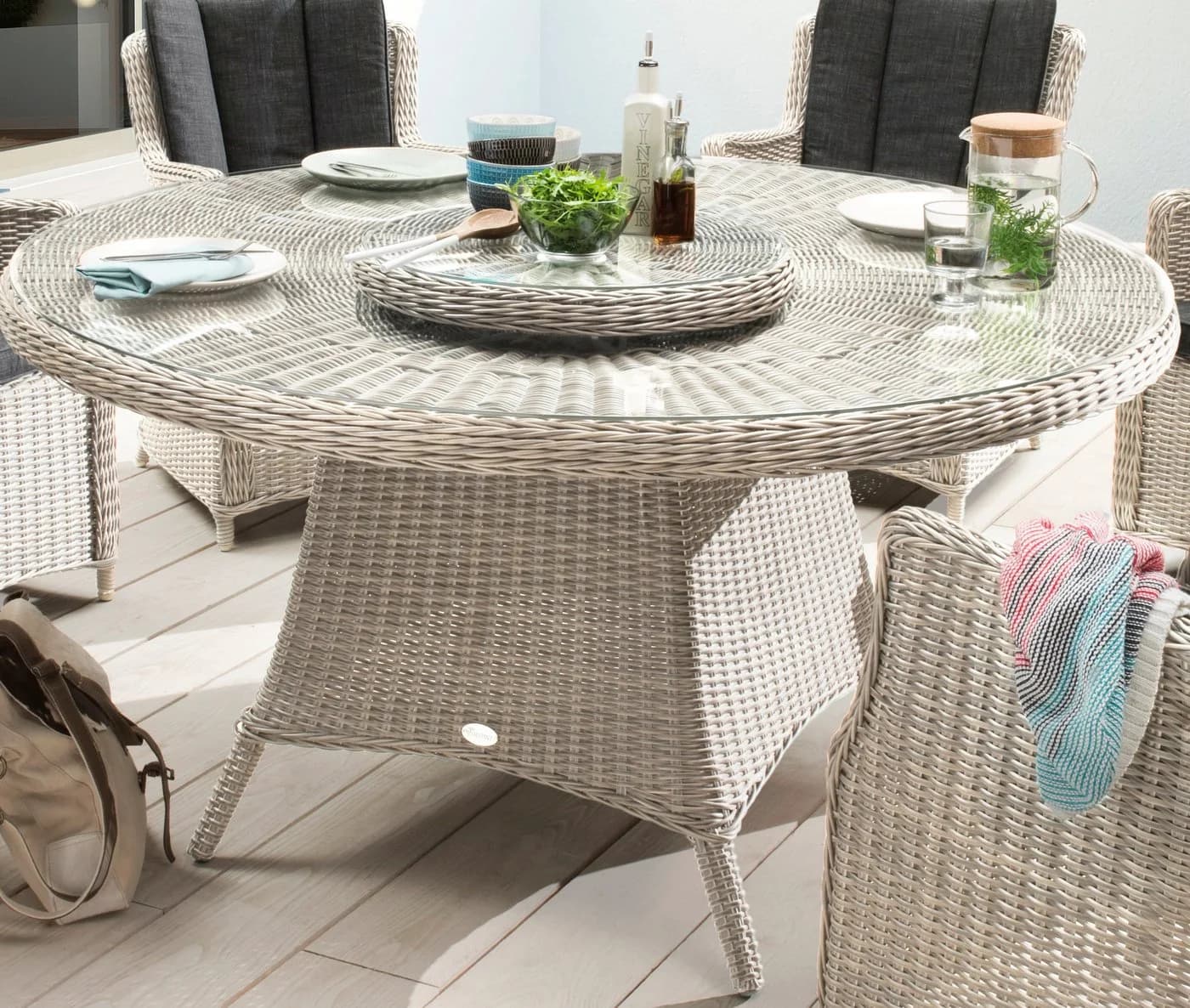 Destiny Garten-Essgruppe LUNA 19-tlg. Aluminium Polyrattan