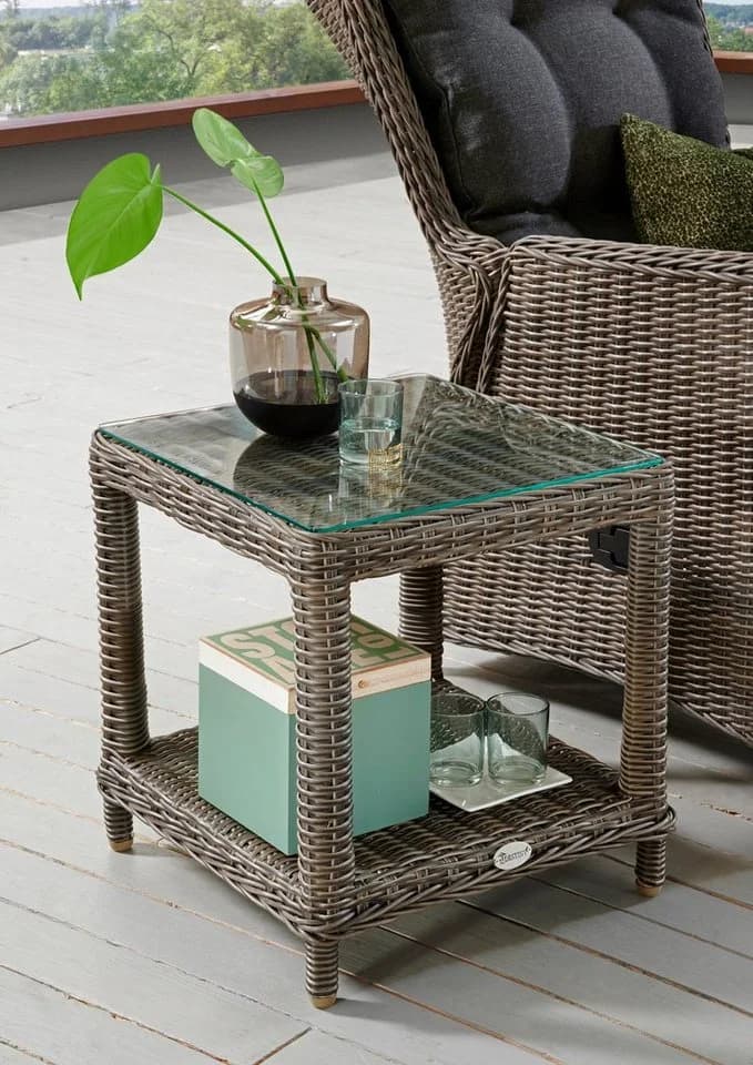 Destiny Beistelltisch MERANO Grau Aluminium Polyrattan - Bild 2