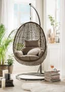Hängestuhl DESTINY COCOON DE LUXE Beige Grau mit Gestell Bild 1