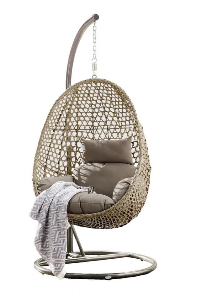 Hängestuhl DESTINY COCOON DE LUXE Beige Grau mit Gestell - Bild 4