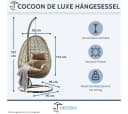 Hängestuhl DESTINY COCOON DE LUXE Beige Grau mit Gestell Bild 5