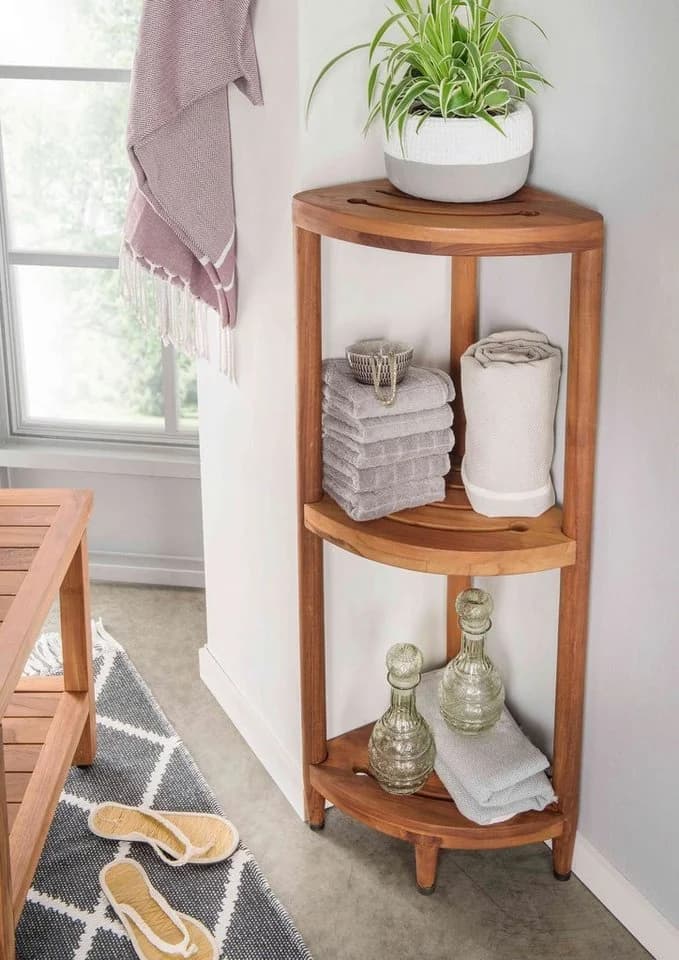 Destiny Eckregal halbrund Teak massiv 30x30x103cm - Bild 2