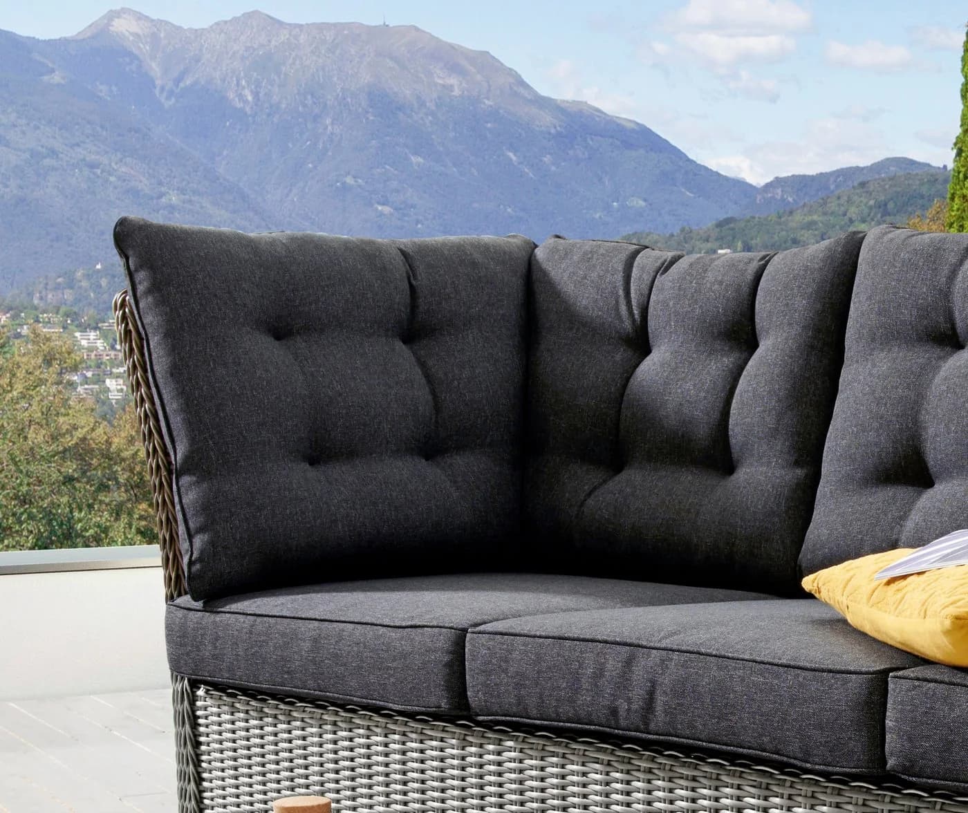 Loungesofa DESTINY PALMA 3er Bank vintage weiß Polyrattan Aluminium