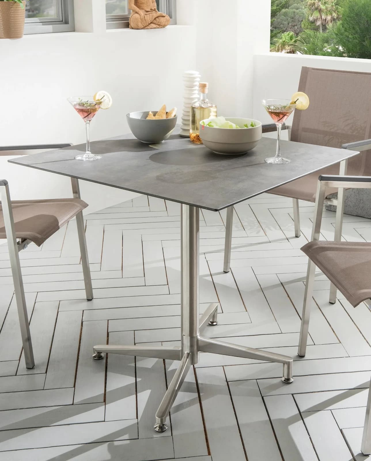 DESTINY Gartentisch LOFT Grau Klappbar Edelstahl