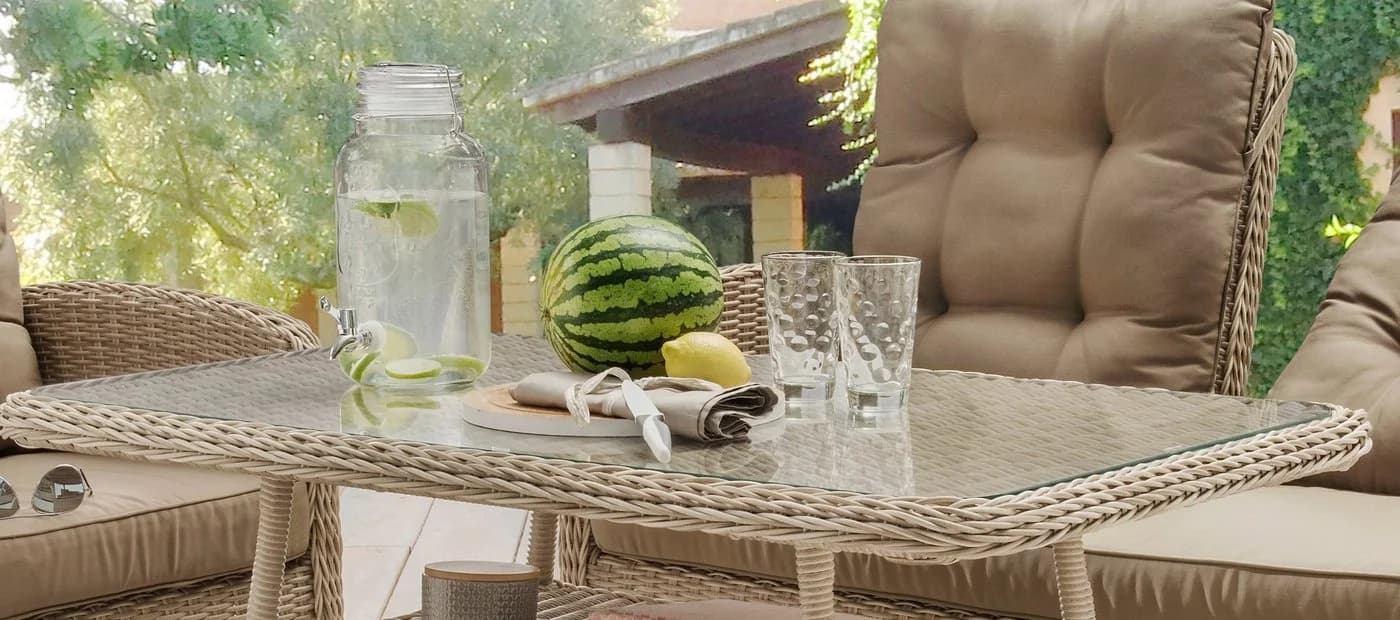 Gartentisch DESTINY MERANO braun Polyrattan Aluminium