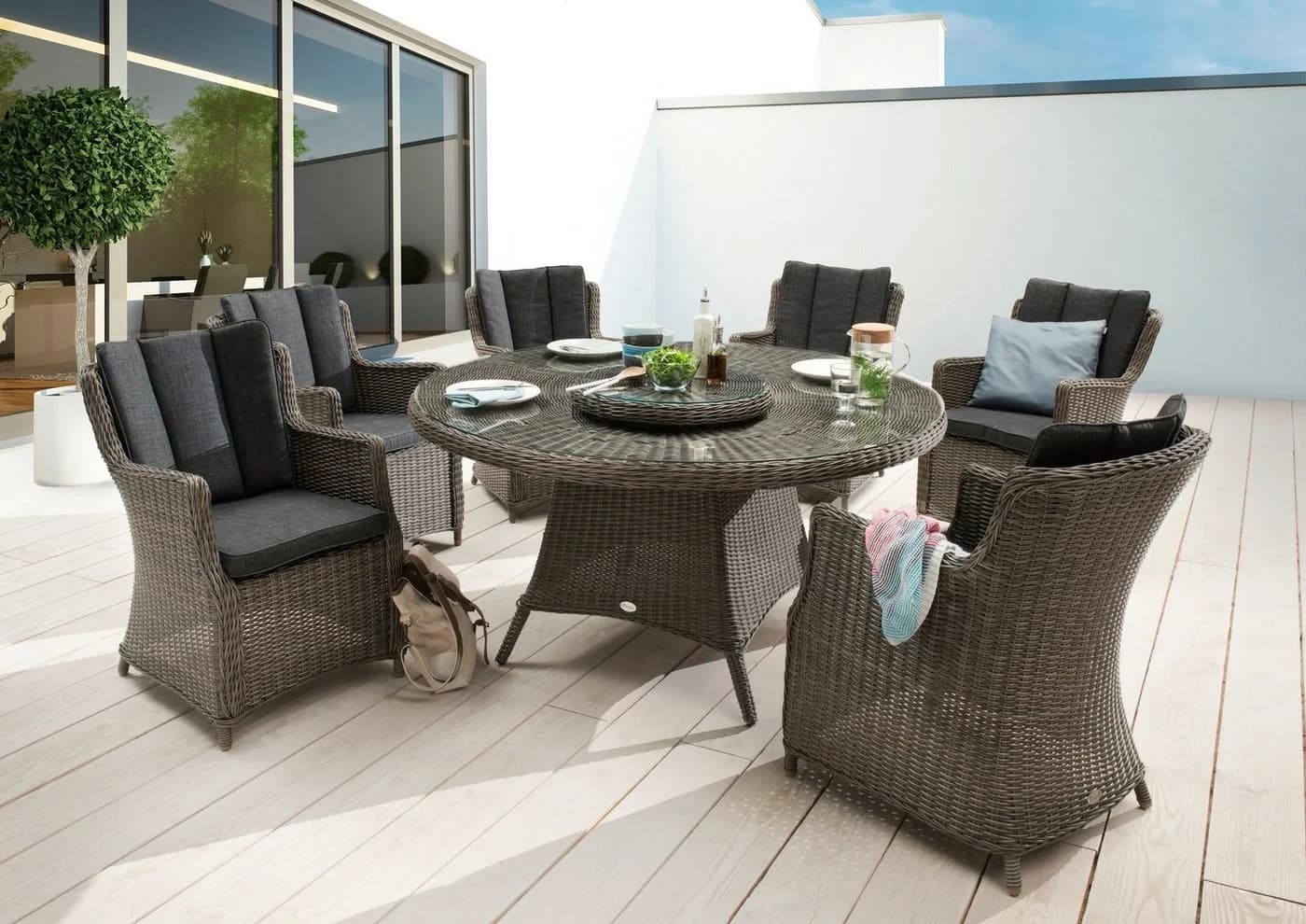 Destiny Garten-Essgruppe LUNA 19-tlg. Aluminium Polyrattan - Bild 2