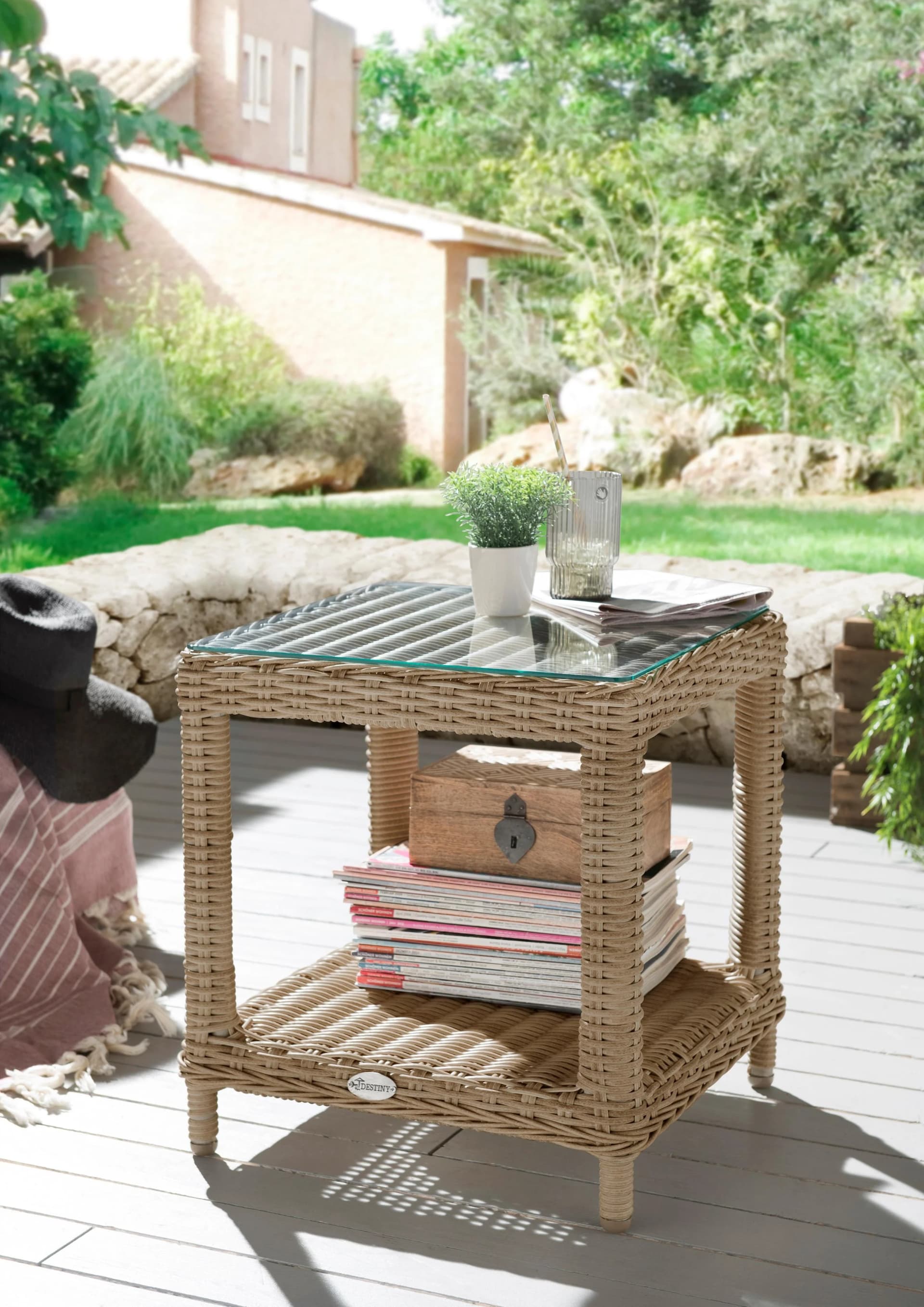 Destiny Beistelltisch MERANO Beige Aluminium Polyrattan - Bild 4