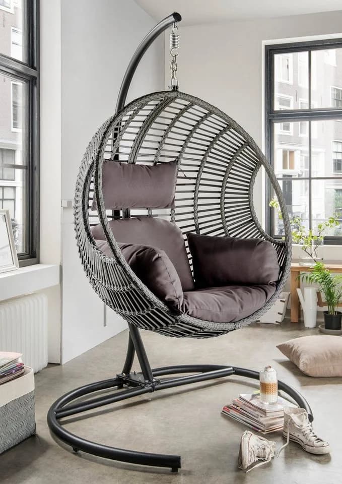 Hängesessel DESTINY COCO DE LUXE II Grau mit Gestell und Auflagen - Bild 2