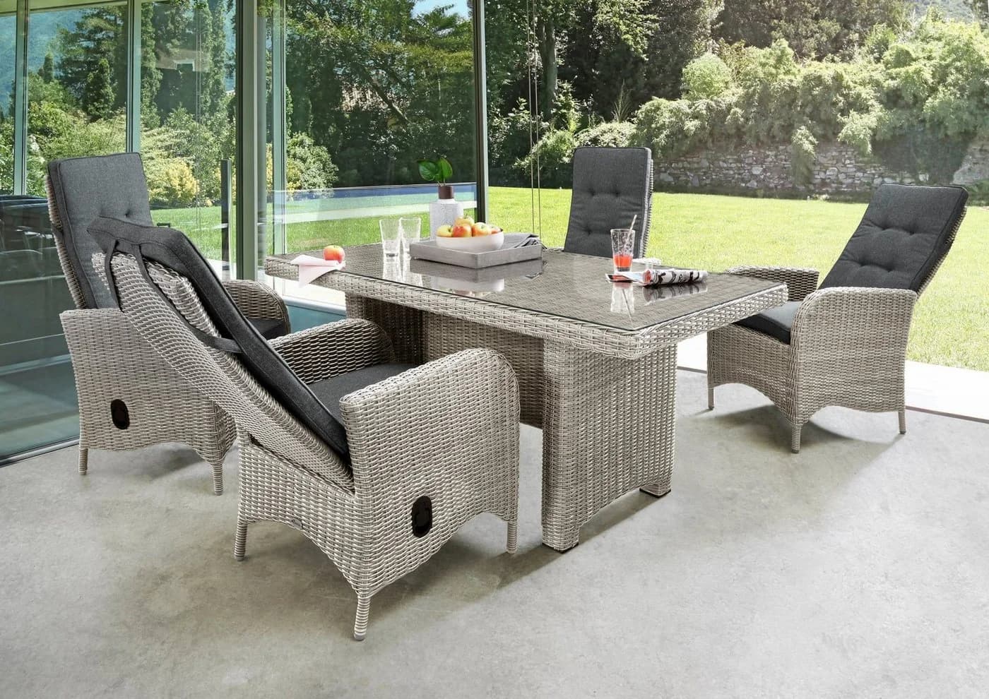 Destiny Garten-Essgruppe Palma Luna weiß 4-tlg. Aluminium Polyrattan - Bild 2