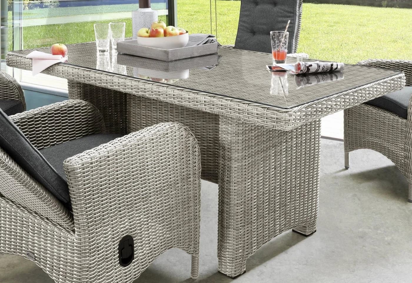 Destiny Garten-Essgruppe Palma Luna weiß 4-tlg. Aluminium Polyrattan - Bild 3
