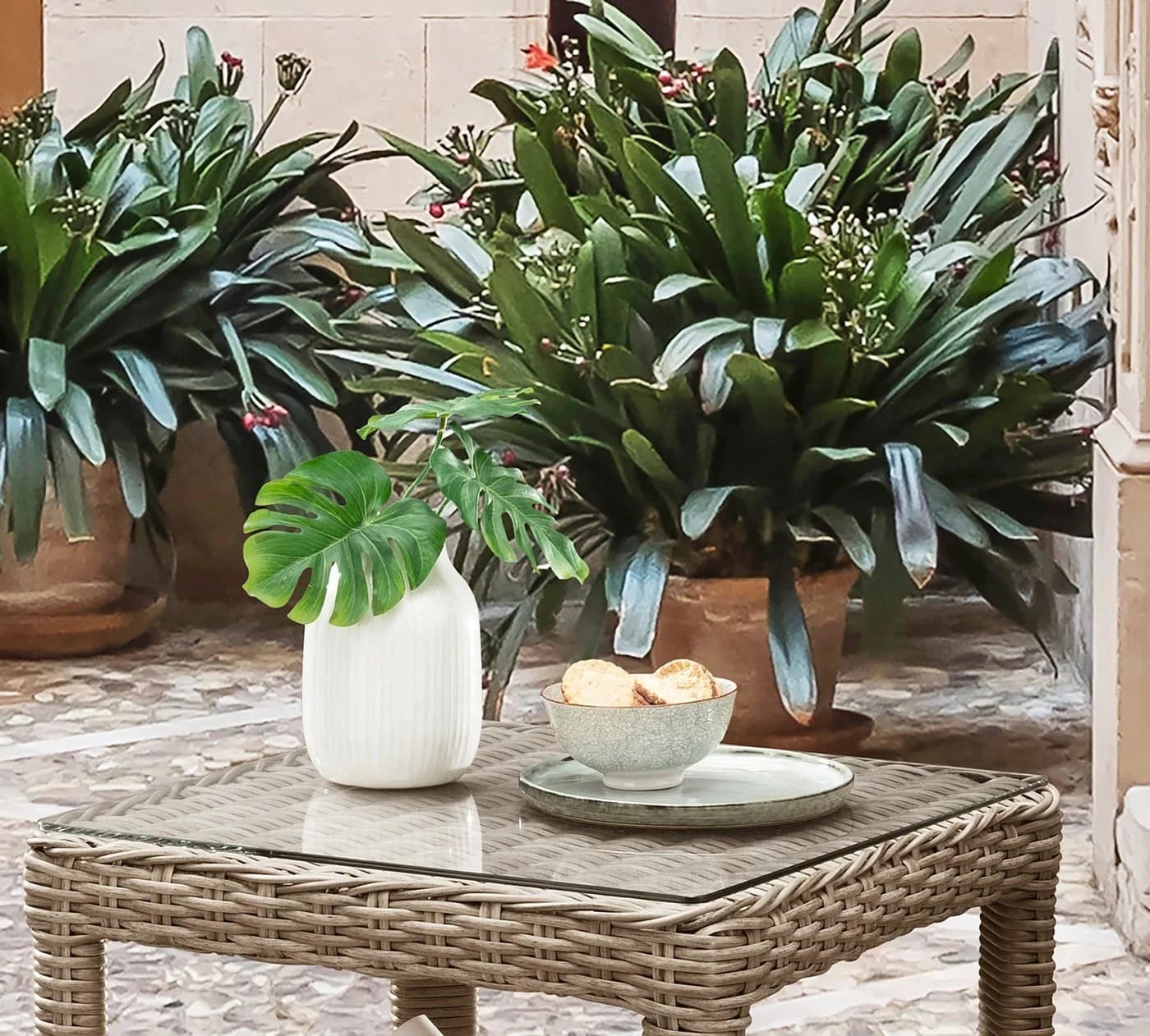 Destiny Beistelltisch MERANO Natur Meliert Aluminium Polyrattan