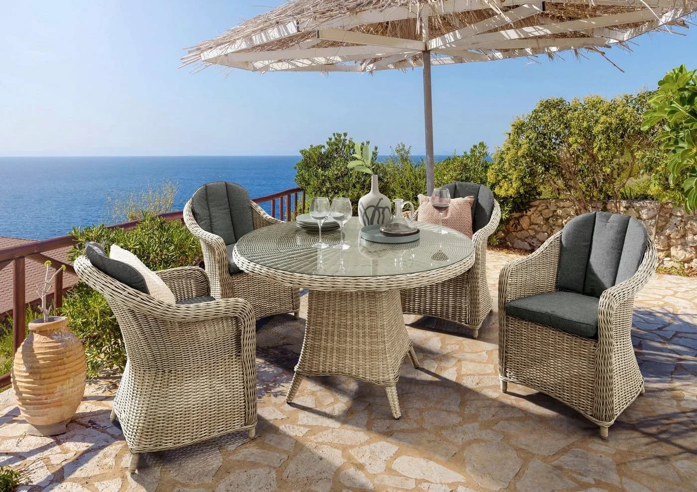 Garten-Essgruppe DESTINY MALAGA LUNA - 4 Personen, Aluminium, Polyrattan - Bild 2