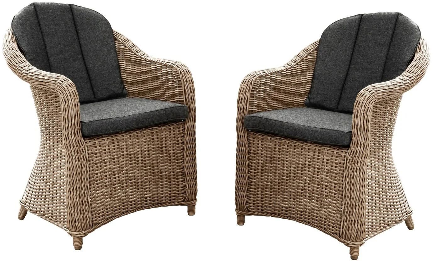 Destiny Balkonset MALAGA MERANO 2 Sessel Beistelltisch Beige Braun