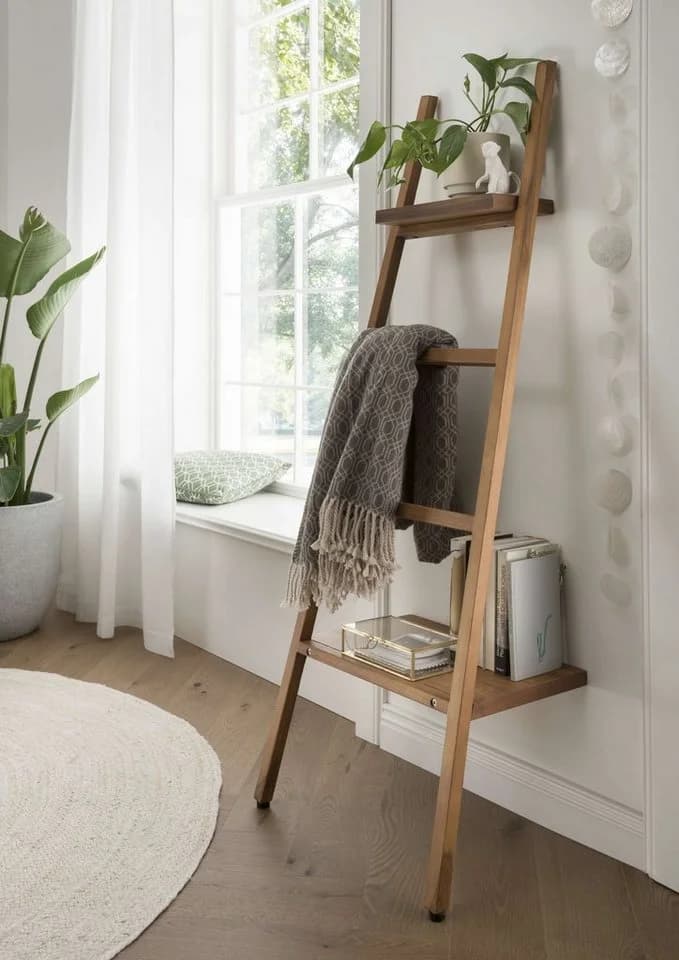 Destiny Handtuchhalter SPA & LIVING, Handtuchleiter mit 2 Regalflächen, Teak - Bild 2