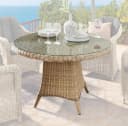 Destiny LUNA Gartentisch Rund Beige Aluminium Polyrattan Glasplatte Bild 1
