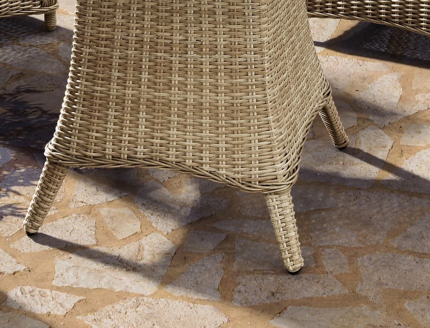 Destiny LUNA Gartentisch Rund Beige Aluminium Polyrattan Glasplatte - Bild 4