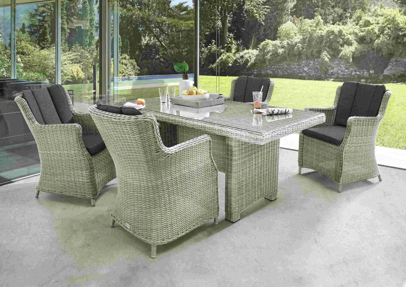 Garten-Essgruppe DESTINY LUNA weiß Aluminium Rattan