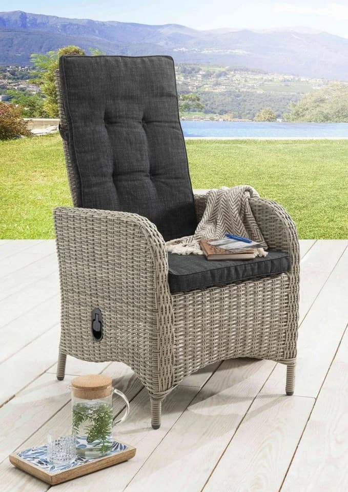 Gartensessel DESTINY PALMA weiß vintage - Polyrattan Sessel