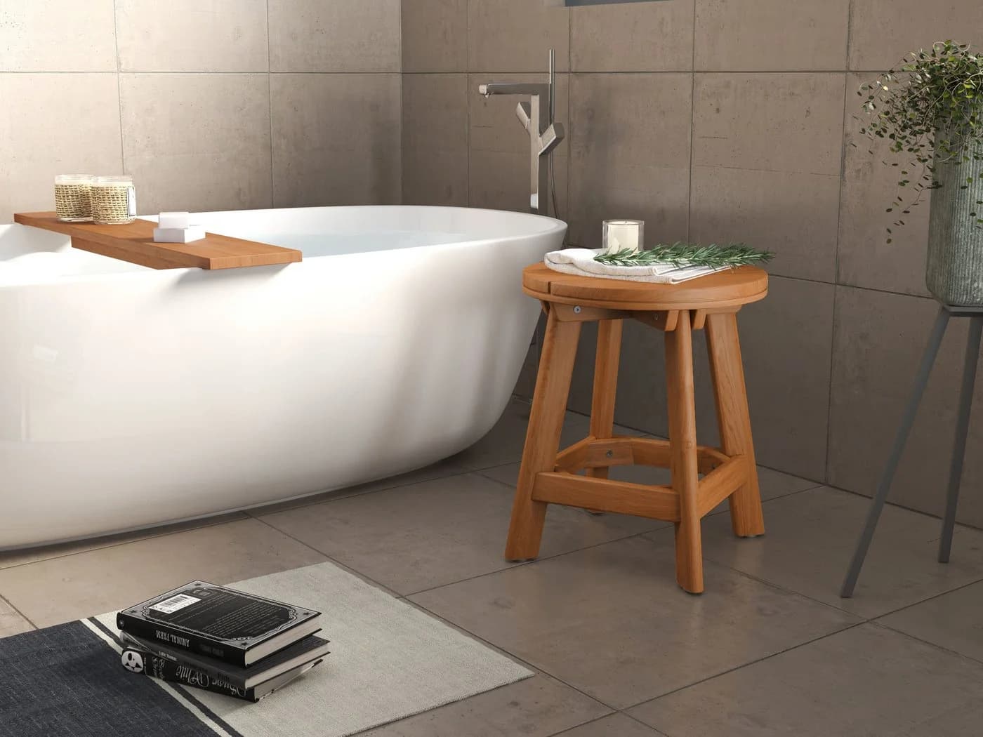 Destiny Badhocker SPA & LIVING Massivholz Teak rund