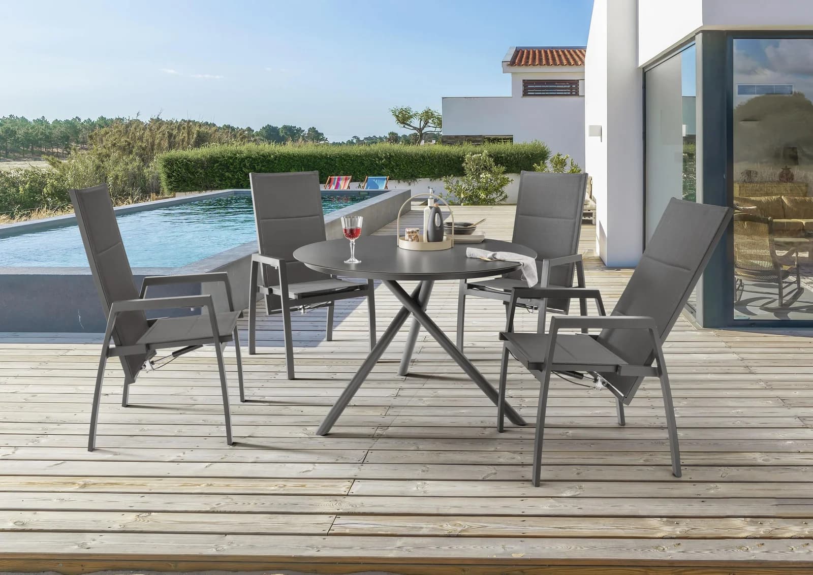 Garten-Essgruppe Destiny Costa Barletta Grau 4 Stühle