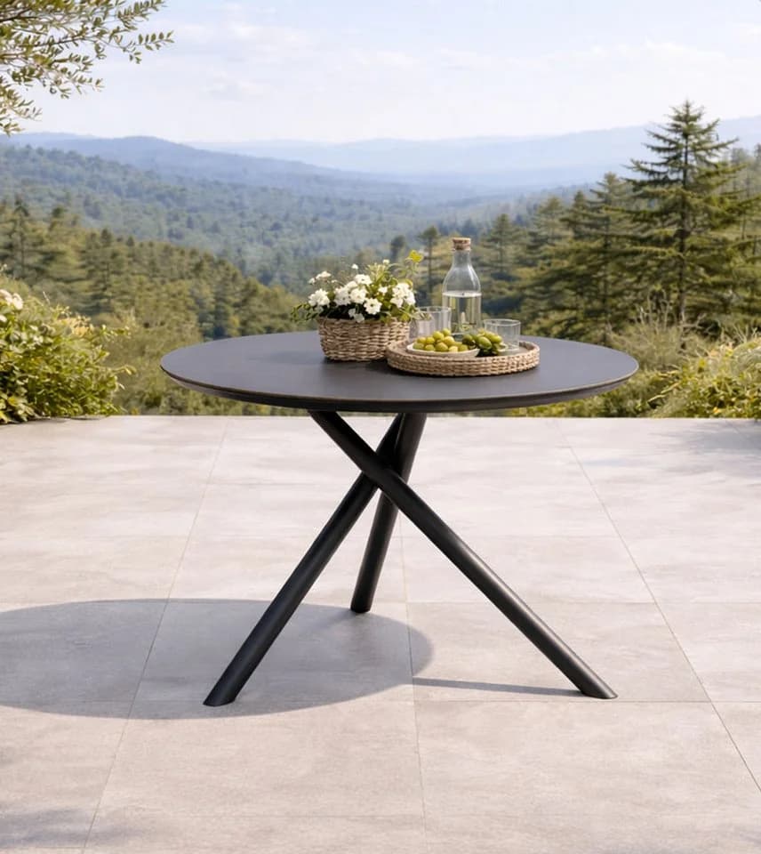 Destiny Garten-Essgruppe COMO BARLETTA 4 Stühle + Tisch Ø110cm Grau - Bild 3