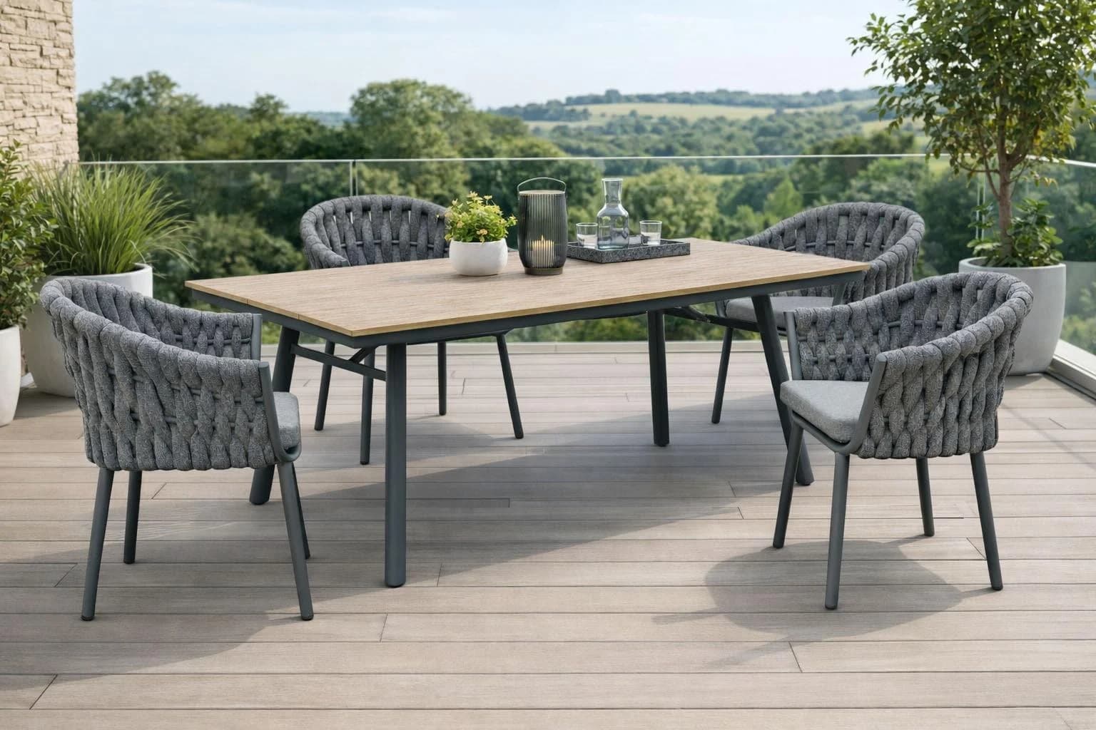DESTINY Garten-Essgruppe MOLINO SAN MARINO 5-tlg. Anthrazit/Braun Aluminium