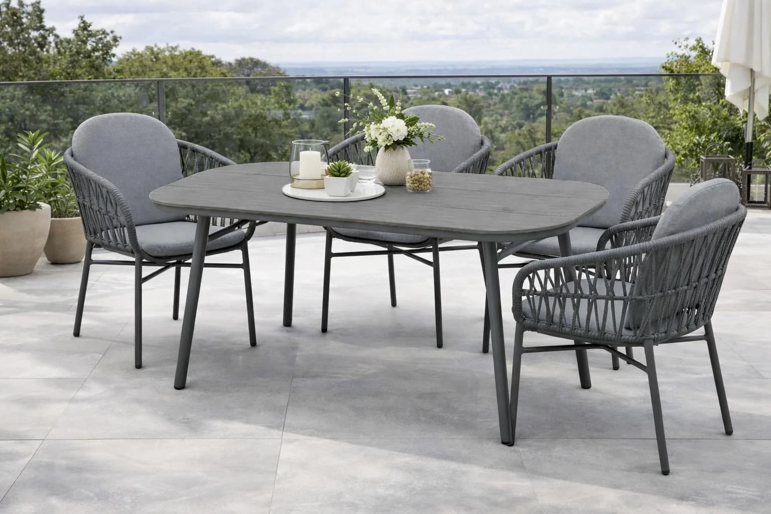 DESTINY Garten-Essgruppe COMO SAN MARINO 5-tlg. Grau/Anthrazit Aluminium