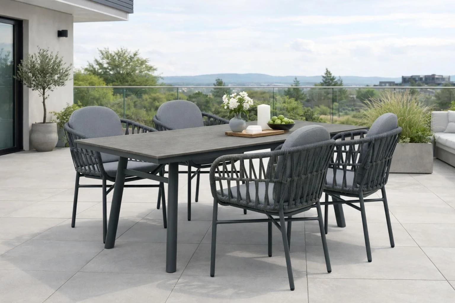 Destiny Garten-Essgruppe COMO SAN MARINO 5-tlg. Grau/Anthrazit Aluminium