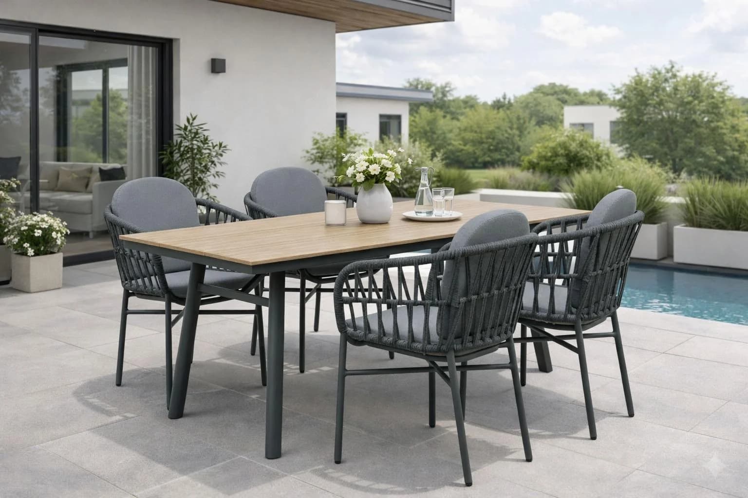 DESTINY Garten-Essgruppe COMO SAN MARINO 5-tlg. Grau Anthrazit Aluminium