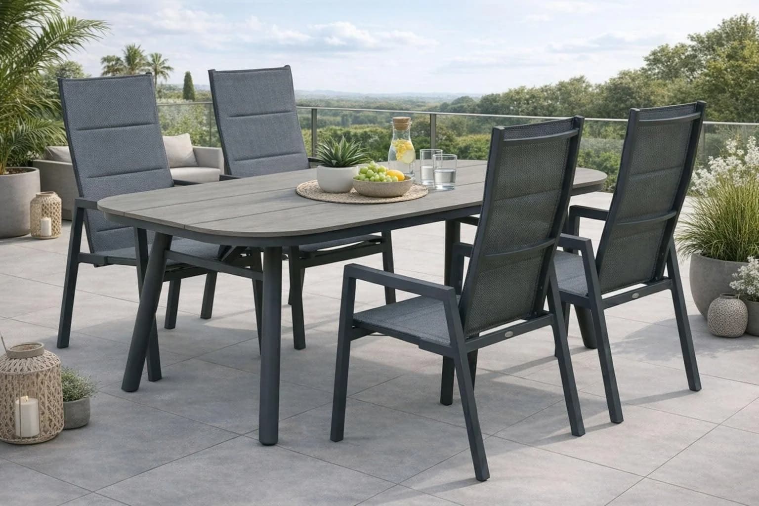 DESTINY Garten-Essgruppe 5-tlg. Anthrazit Aluminium Textilene