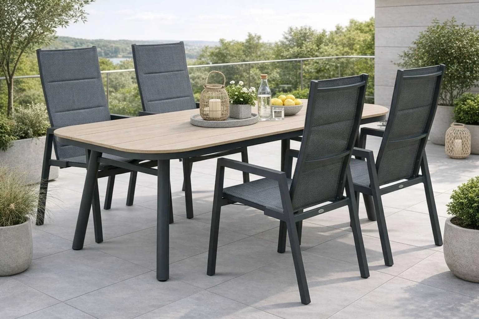 DESTINY Garten-Essgruppe 5-tlg. Costa HL San Marino Aluminium Holzoptik
