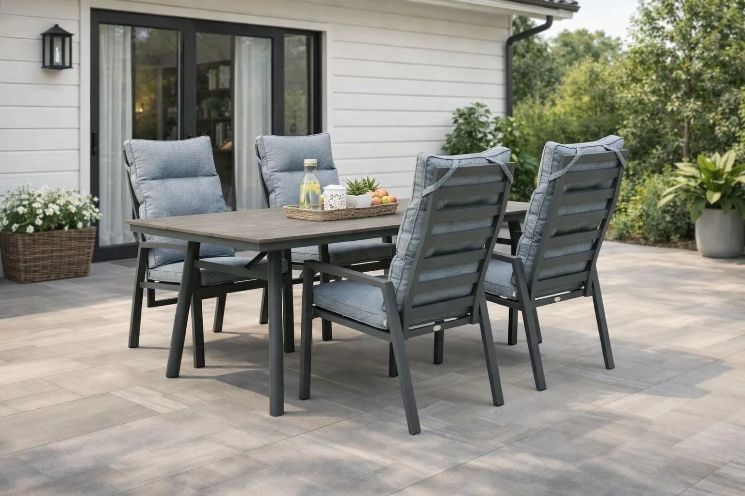Destiny Garten-Essgruppe 5-tlg. Grau/Anthrazit Aluminium Polywood