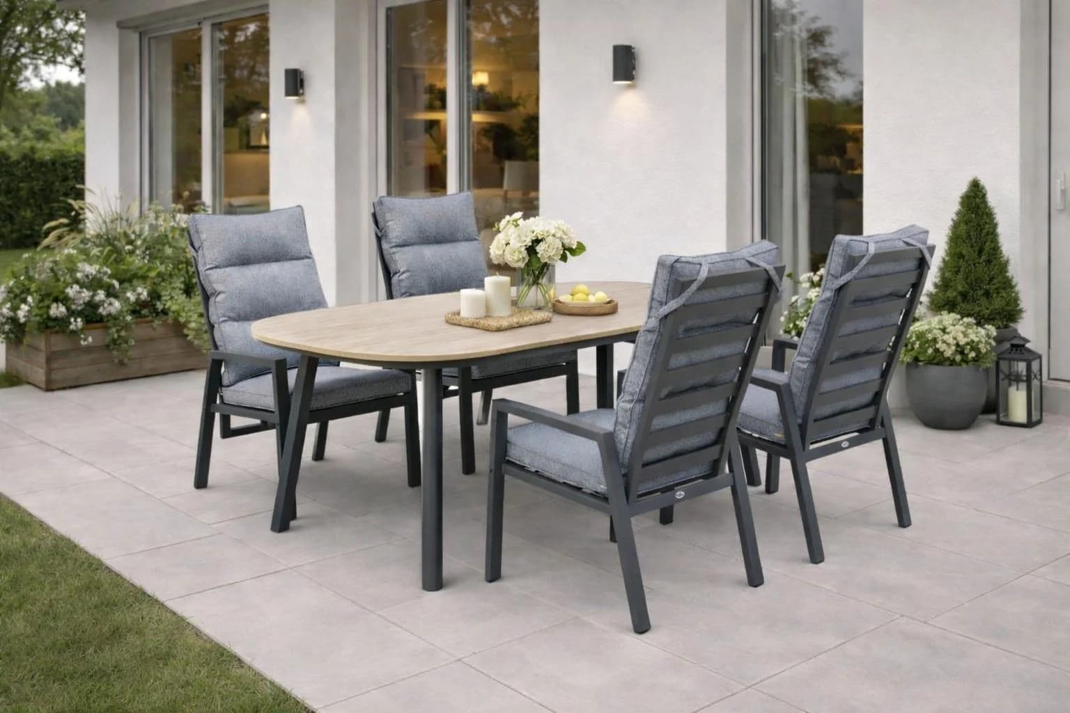 DESTINY Garten-Essgruppe 5-tlg. Polywood Aluminium Grau Anthrazit