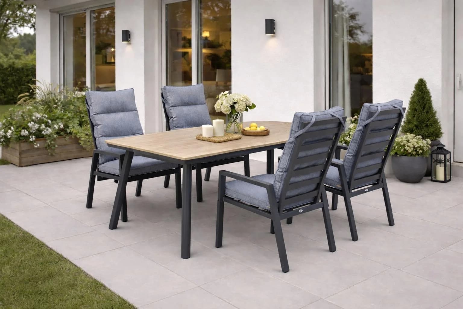 Destiny Garten-Essgruppe 5-tlg. Grau Aluminium Polywood