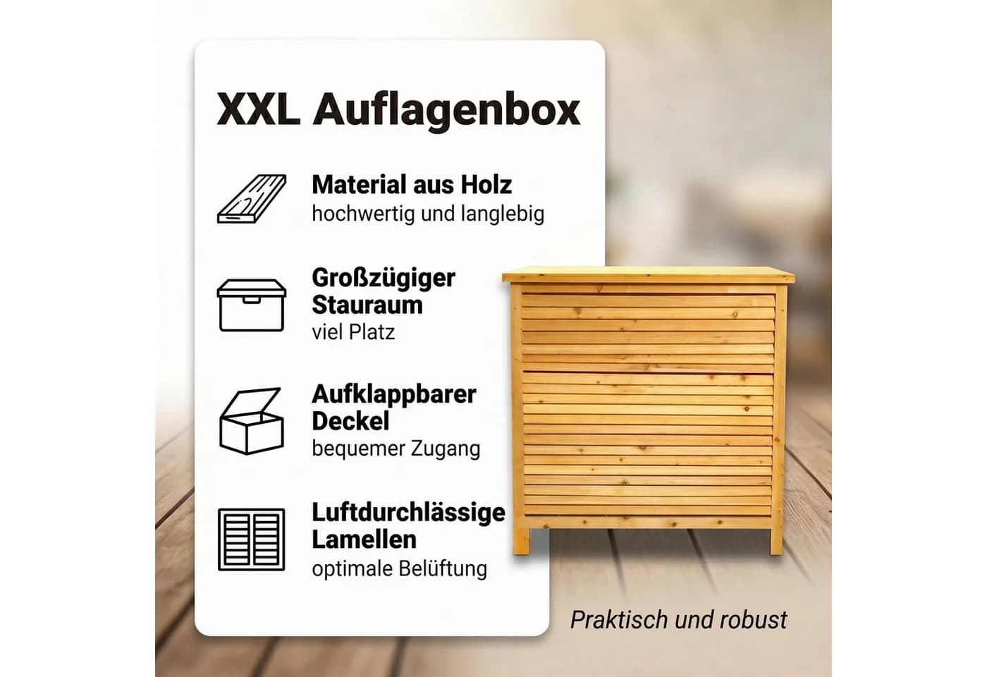 Mucola Auflagenbox 170cm Kissenbox Holz Gartenbox