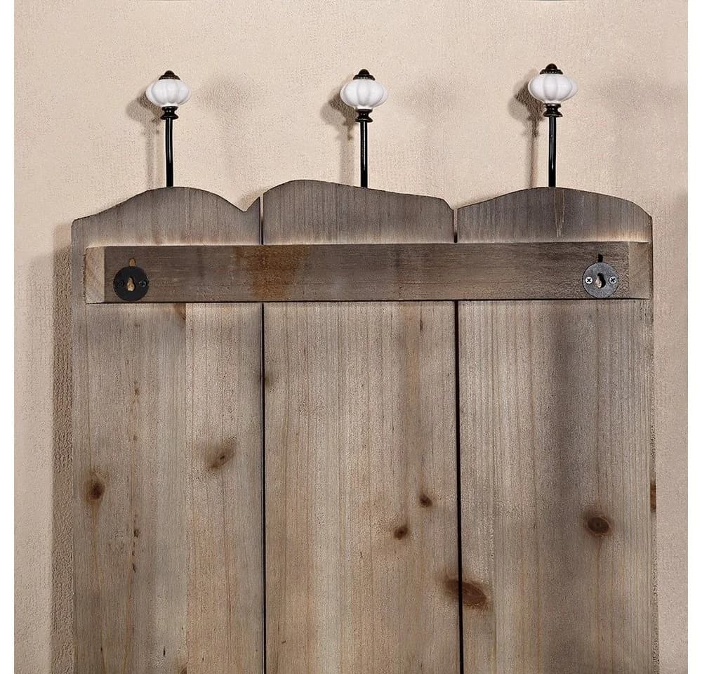 Mucola Wandgarderobe mit 6 Haken Weiß Braun - Bild 3