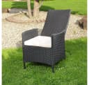 Mucola Gartenstuhl Hochlehner Sessel Polyrattan Schwarz/Beige mit Kissen Bild 1