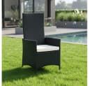 Mucola Gartenstuhl Hochlehner Sessel Polyrattan Schwarz/Beige mit Kissen Bild 2