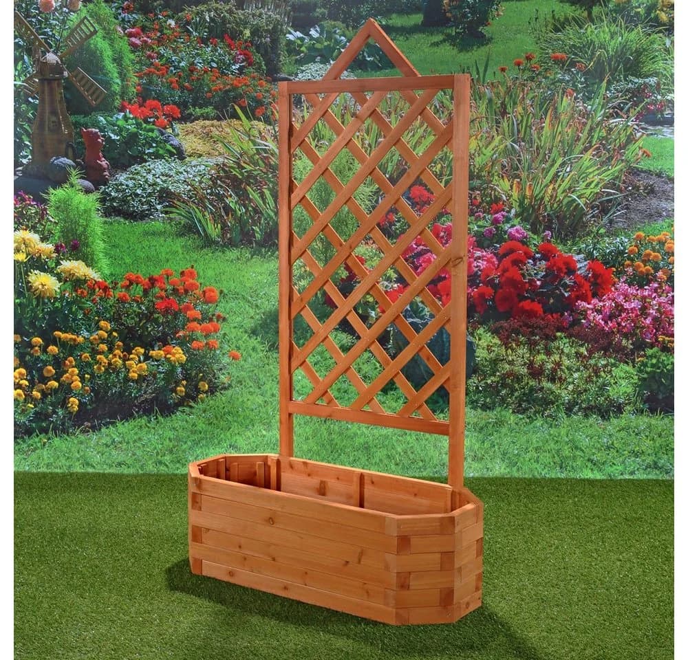 Mucola Rosenbogen Spalier mit Blumenkasten Fichtenholz Braun - Bild 3