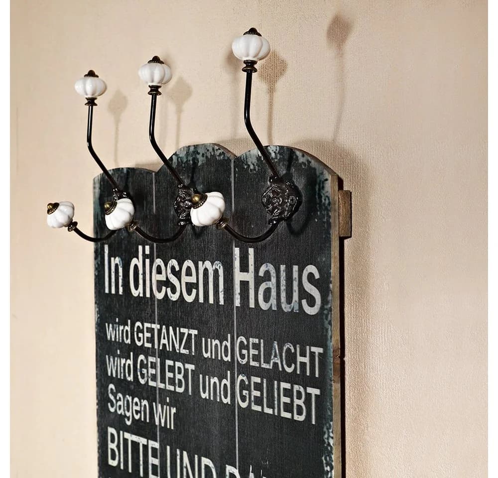 Mucola Garderobenpaneel Wandgarderobe Schwarz mit 6 Haken - Bild 3