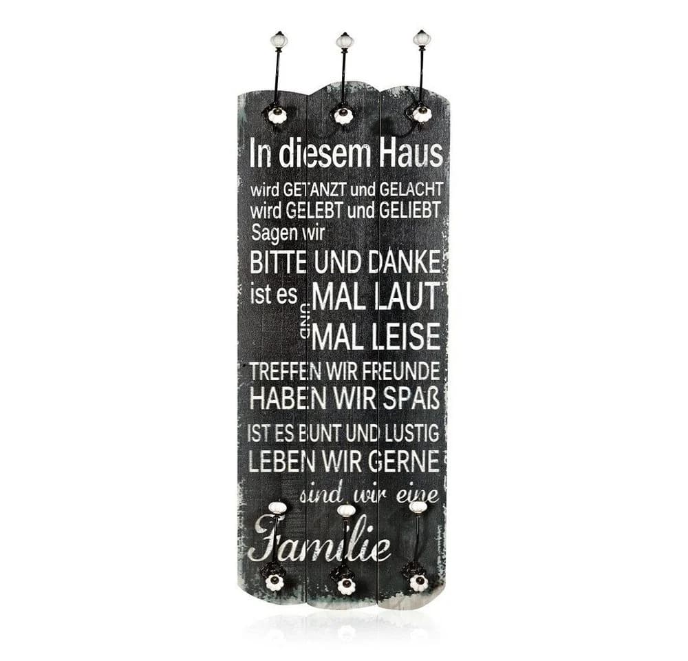 Mucola Garderobenpaneel Wandgarderobe Schwarz mit 6 Haken - Bild 5